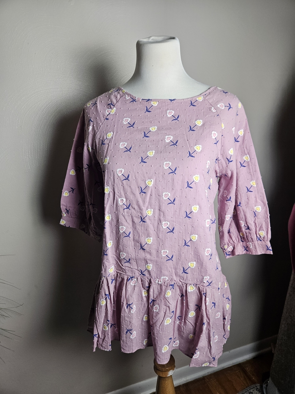 Women's Lavender Floral Peplum Blouse